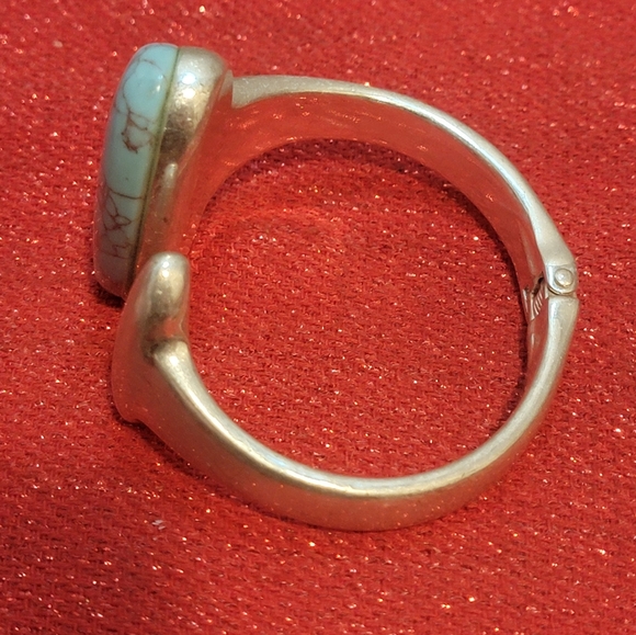 Robert Lee Morris (RLM) Hinged Bangle Soho Turquoise Silver Plate Bracelet - Picture 6 of 13